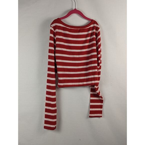 Colsie Striped Button Up Sweater Cropped Small Candy Cane Red White Stripe Cute - Picture 7 of 7